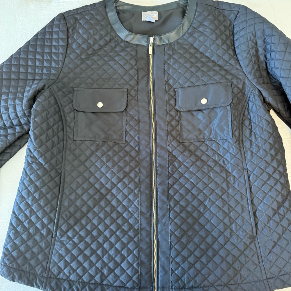 Chico's Black Quilted Utility Jacket - Picture 4 of 5